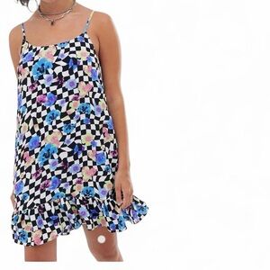 ASOS - COLLUSION Checkered & Floral Spaghetti Strap Dress – US 4 |